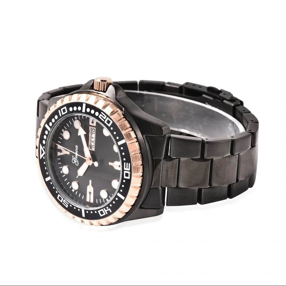 Genoa ION Plated Black Stainless Steel Watch